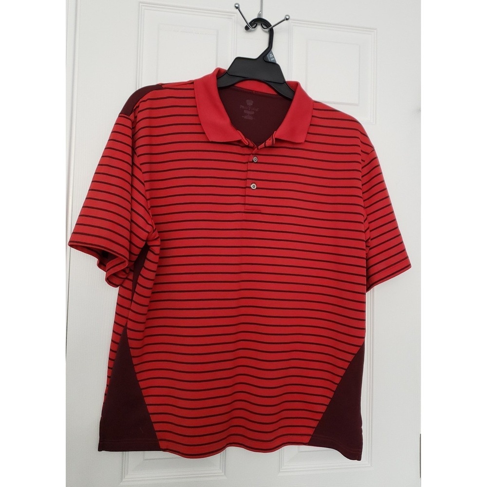 Pro Tour‎ Golf Polo Size Large Orange/Brown Stripe